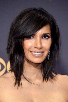 Lob Haircut With Bangs, Hairstyles For Thinning Hair, Shaggy Lob, Long Shag, Side Bangs Hairstyles, Padma Lakshmi, Shag Haircuts, Hairstyle Tutorials, Bangs With Medium Hair