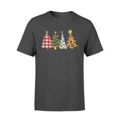 Four Tree Christmas Pattern Cloth Leopard Print Funny T Shirt - Standard T-shirt Tree Christmas, Christmas Pattern, Shirt Ideas, Clothing Patterns