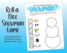 a printable snowman game for kids to play on the christmas holidays and more