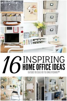 an office with lots of pictures and text that says, 16 inspireing home office ideas