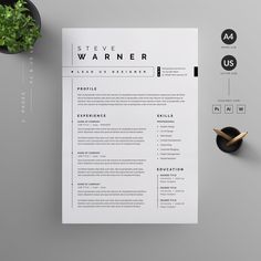 a clean and modern resume template with an image on the front, side and back