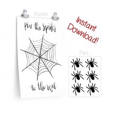 a spider web on top of a poster with the words, instant spider to the web