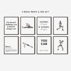 six black and white posters with the words you can do it