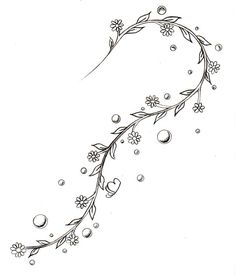 a drawing of flowers and bubbles on a white background