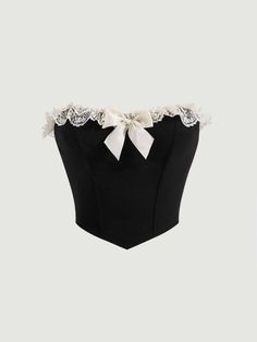 Negro Casual Collar sin mangas Tela tejida Color combinado  Embellished Elástico Ligero Dinner Outfits, 가을 패션, Dream Clothes, Cute Tops, Pretty Dresses, Aesthetic Clothes, Pretty Outfits