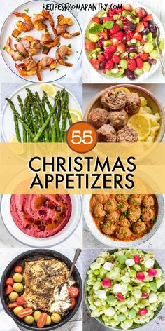 christmas appetizers with text overlay that reads 65 christmas appetizers