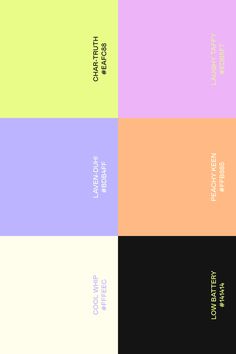 four different color palettes with the same text on one side and two colors on the other