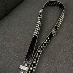 Black and silver rhinestone skull belt (110cm) #gothaccessories #y2kaccessories #belts #blackbelt Skull Belt, Rhinestone Skull, Goth Accessories, Y2k Accessories, Men's Belt, Silver Rhinestone, Black And Silver, Black Belt, Mens Belts