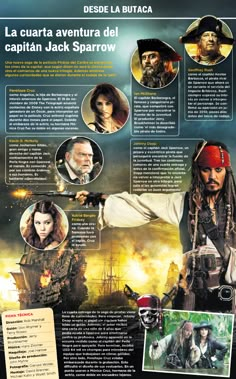 pirates of the carraige movie poster with captain jack sparrow and other characters on it