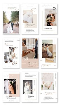 wedding brochure templates with photoshopped images and the words, love is in