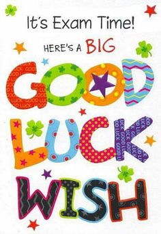 a card with the words good luck and stars