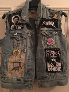 Battle Jacket Outfit, Battle Vest Punk, Battle Vest Outfit, Battle Jacket Back Patch, Battle Jacket Metal, Battle Jacket Ideas, Patch Jacket Ideas, Punk Jacket Diy, Punk Battle Jacket