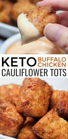 Who says tailgate food can't be healthy too? Crispy, cheesy Buffalo Chicken Keto Cauliflower Tots are guilt-free and totally crave-able! Keto Cauliflower Tots, Dinner Recipes Keto, Cauliflower Tots, Chicken Keto, Keto Dinner Recipes, Snacks Easy, Resep Diet, Low Carb Diets, Ketogenic Diet Meal Plan