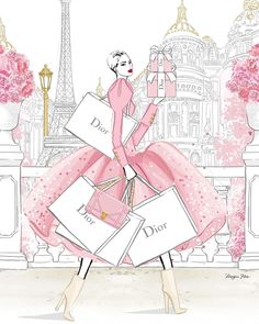 Dior Illustration, Megan Hess Illustration, Dior Girl, Megan Hess, Mode Prints, Fashion Wall Art, Illustration Poster, April 20, Room Posters