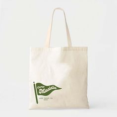 a tote bag with the logo for camp maddiee lake, ca on it