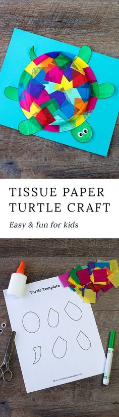 tissue paper turtle craft for kids to make