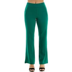 Take your look back to the good old days with these stylish Women's Nina Leonard Classic Bell Bottom Pants. Click on this WOMEN'S GUIDE to find the perfect fit and more! Take your look back to the good old days with these stylish Women's Nina Leonard Classic Bell Bottom Pants. Click on this WOMEN'S GUIDE to find the perfect fit and more! FEATURES High tech crepe construction 4 invisible zipper pockets Pull-on styleFIT & SIZING 31-in. inseam 22-in. leg opening Midrise sits on the high hip Fitted Green Fitted Full-length Yoga Pants, Green Full Length Yoga Pants With 4-way Stretch, Green Velvet Bell Bottoms, Green Micro-elastic Yoga Pants For Training, Casual Green 4-way Stretch Yoga Pants, High Hips, Bell Bottom Pants, Invisible Zipper, Kelly Green