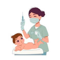 a nurse holding a baby in the hospital with a syquet on it's arm