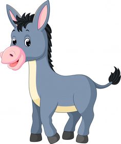 a cartoon donkey standing with its tongue out