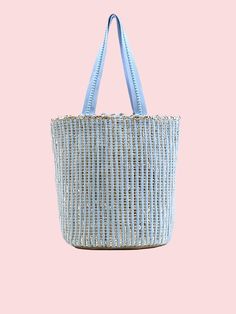 Feeling blue never looked so good! America & Beyond - Natural Beauty Upcycled Hand-Woven Light Blue Tote is here to add a splash of eco-friendly fun to your life. This multi-purpose tote, crafted from hand-weaving fabric with a lurex, is perfect for any adventure. With double shoulder straps adorned with lace details and a playful pom pom tassel charm, it's super stylish & so easy to carry. Inside, you'll find a hanging zip pocket for your essentials and a magnetic button closure to keep everyth Consuela Bags, Beauty Brushes, Blue Tote, Go Bags, Notebook Gifts, Feeling Blue, Girls Bags, Beaded Bags, Charm Gift