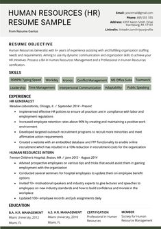 a resume for a human resources hrp