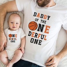 When ordering Select the size shirt that you'd like and the family member. Add it to your cart. Repeat for each shirt you order. Content + Care -Machine wash cold and tumble dry low Size + Fit -True To Size Fit (American Uni-Sex Sizes for T-Shirts) -Available in baby 3month-18 months, toddler 2t-5t, youth small-XL, and adult sizes small, medium, large, x-large, 2x-large, and 3x-large Processing + Shipping Your order will ship out in 2-5 days. Please allow 1-2 days for processing. Most orders are Theme First Birthday, Basketball Party, 1st Birthday Ideas, First Birthday Party, Matching Shirts, Family Matching, Family Members, Sport Outfits, First Birthdays