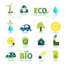 eco icons set - miscellaneous business objects