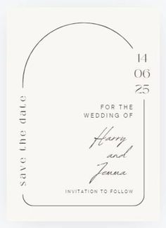 a white wedding card with black ink on it