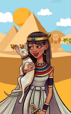 an egyptian woman holding a cat in her arms