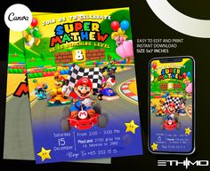 an image of mario kart birthday party