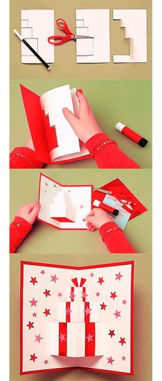 someone is making a christmas card out of paper