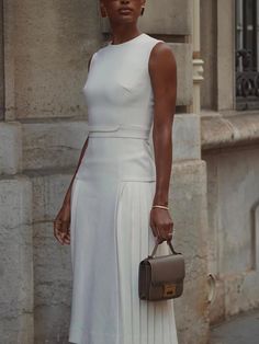 Elegant Crew Neck Stretchable Sleeveless White Midi Dress | stylewe Corporate Baddie Outfits, Corporate Baddie, Jasmine Tookes, Evening Dresses Short, Cotton Blends Dress, Event Outfit, Pinterest Closet, Crewneck Dress, Mode Inspo