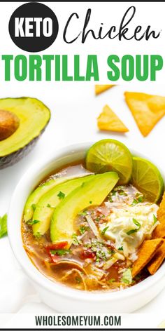 Keto Chicken Tortilla Soup Recipe Keto Tortilla Soup, Keto Chicken Tortilla, Keto Chicken Tortilla Soup, Mexican Tortilla Soup, Keto Tortilla, Chicken Tortilla Soup Crock Pot, Keto Chicken Soup, Chicken Tortilla Soup Recipe, Mexican Tortilla