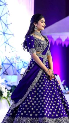 Outstanding Lehenga that is must to bookmark 💜  💕In frame: @akshithareddyy  • 💕Makeup: @afsharangila_makeupartist  • 💕Outfit: @jayantireddylabel  #indianweddingideas #bridallehenga #lehenga #lehengablouse #lehengainspiration #lehengas #sangeetlehenga #receptiondecor #weddingwear #bridalwear #bridalgoals #bridaljewellery #jewelry #indianfashion #weddingfashion #fashion #explore #trending #bridalaccessories #bridetobe #bridalhair #makeup #bridalmakeupartist #theweddingmanual #decorbyweddingmanual Net Blouse Designs Latest For Lehnga, Lehanga For Marriage, Half Lehenga Designs, Lehnga Designs Engagement, Reception Saree Blouse Design For Bride, South Indian Reception Lehenga, Lehanga Wearing Styles For Bride, Designer Lahenga Ideas, Lehanga Designs Engagement