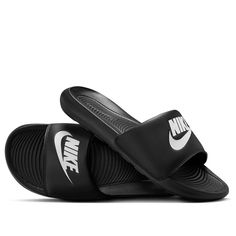 Nike Victori One Slide 'Black White' Black/White/Black CN9675-002 Nike Sandals For Men, Nike Slides Men, Black Nike Slides, Mens Sliders, Jordan Slides, Nike Slippers, Nike Sandals, Nike Slides, Black Slides