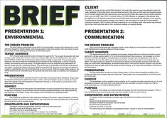 a green and black brochure with the words brief