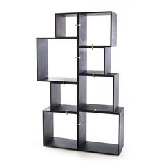 a black and gold book shelf with four shelves