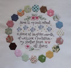 a cross - stitch pattern with words written in the center on a white background that says, home is my soul's related