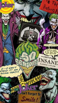 an image of the jokers collaged together in this comic book cover art