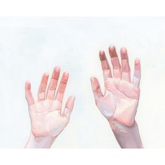 two hands reaching up to each other with their fingers spread out in front of them