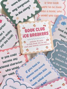 some kind of book club ice breakers magnets that are on top of each other