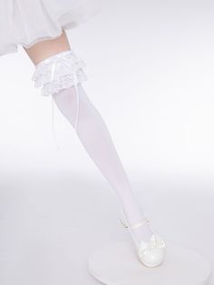 This price is for a pair of stockings only, others are not included.   	 		 			Size 			Free Size 		 		 			Full Length 			50 Elegant Fitted White Socks, Elegant White Thigh-high Stockings, Elegant White Thigh High Stockings, Elegant White Stockings For Party, Elegant Fitted Knee-high Socks For Party, Elegant White Knee-high Hosiery, Elegant White Lace Trim Stockings, White Knee-high Party Legwear, White Knee-high Stockings For Party