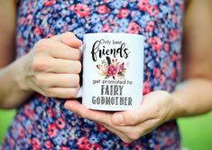 a woman holding a coffee mug with the words bride and an image of flowers on it