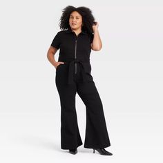 Women's Short Sleeve Denim Jumpsuit - Ava & Viv™ Black 16 : Target Short Sleeve Denim Jumpsuit, Short Sleeve Denim, Cargo Jumpsuit, Boiler Suit, Denim Jumpsuit, Womens Clothing Sizes, Black Ankle Boots, Recycled Cotton, Denim Women