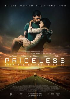 a movie poster for priceless with a man hugging a woman on the back of his arm