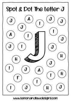 spot and dot the letter j worksheet for kids to practice their handwriting skills