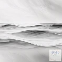 an abstract white painting with wavy lines on the bottom right corner and one line in the middle