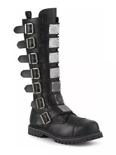 RIOT-21 Vegan Leather Combat Boots Knee High Combat Boots, Demonia Boots, Alternative Shoes, Demonia Shoes, Leather Knee Boots, Steel Toe Boots, Knee Boot, New Rock, Pretty Clothes