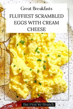 scrambled eggs with cream cheese on a plate