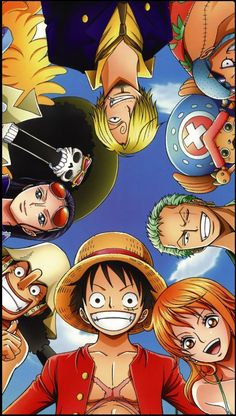 one piece characters are surrounded by many different faces